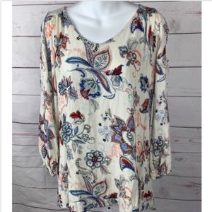California Gypsy Boho Tunic Gauzy Hi-Low Floral S
